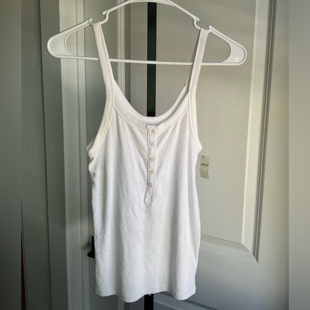 NWT Aerie Henley Tank Top In White